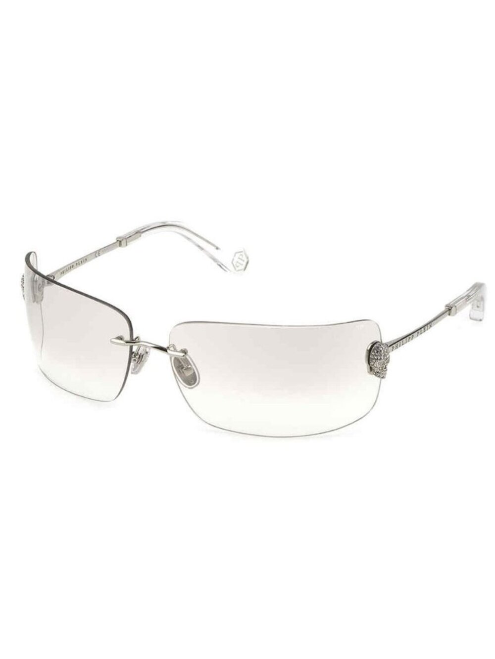 NEW PHILIPP PLEIN SPP027V 579X SILVER SHIELD WOMEN SUNGLASSES